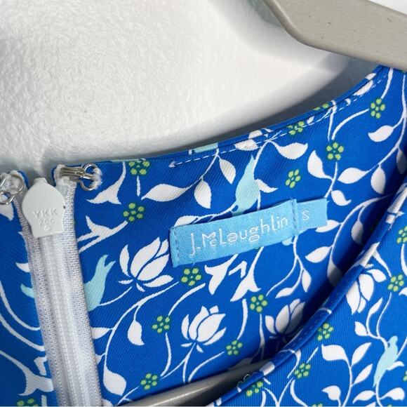 J MCLAUGHLIN Blue Floral Faux Wrap Mini Dress Size Small - Picture 4 of 7